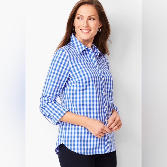 Talbots Blue Gingham Button Down Shirt - Picture 2 of 5